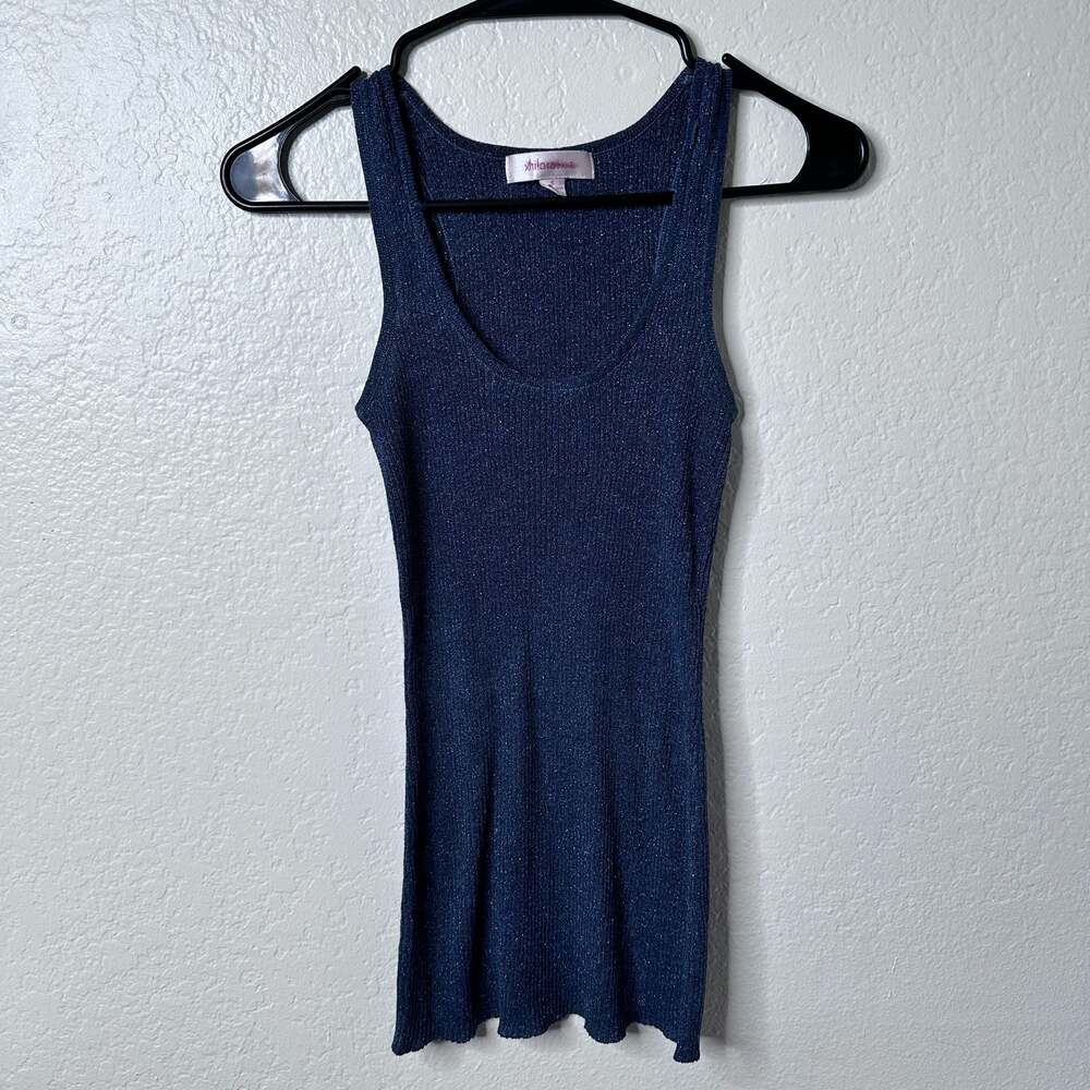 Xhilaration Ribbed Metallic Scoop Neck Tank Top Blue